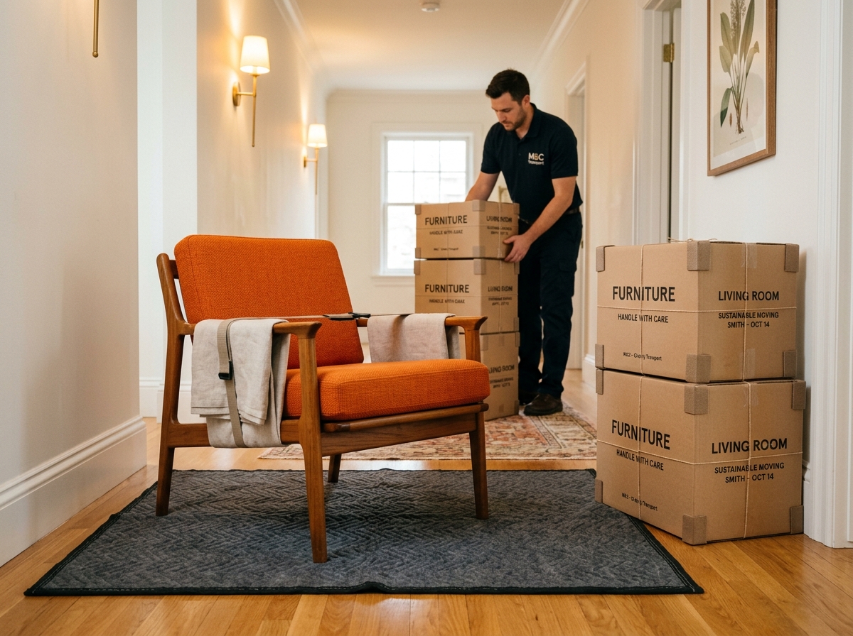Sorgfältig verpackte Möbel und sicherer Transport